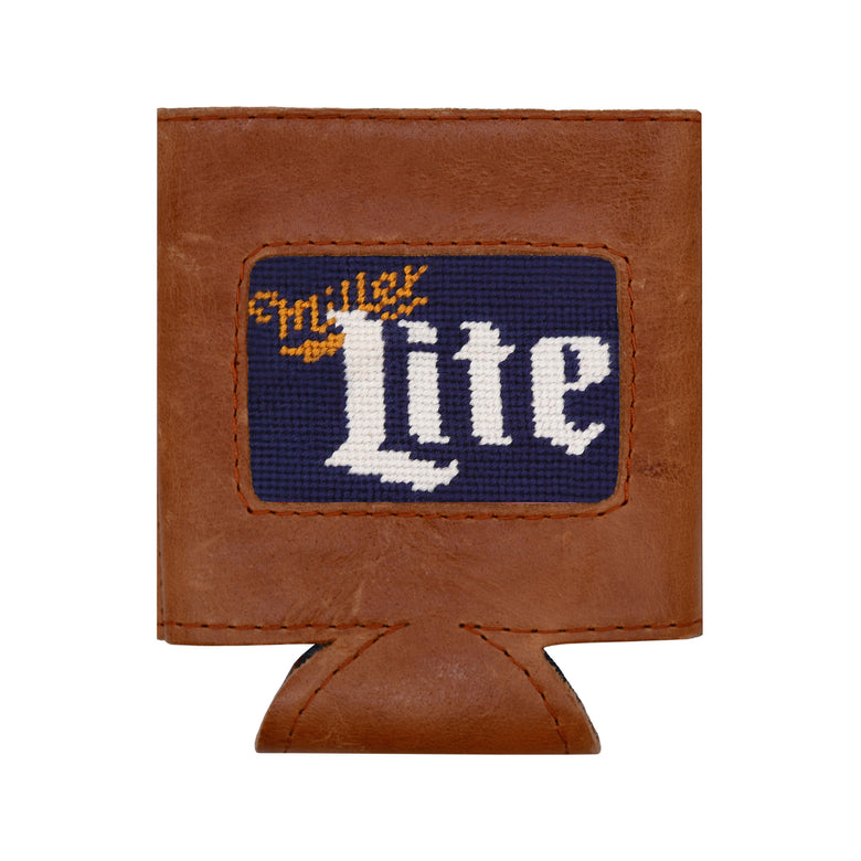 White can cooler displaying the blue Miller Lite logo from a secondary angle.