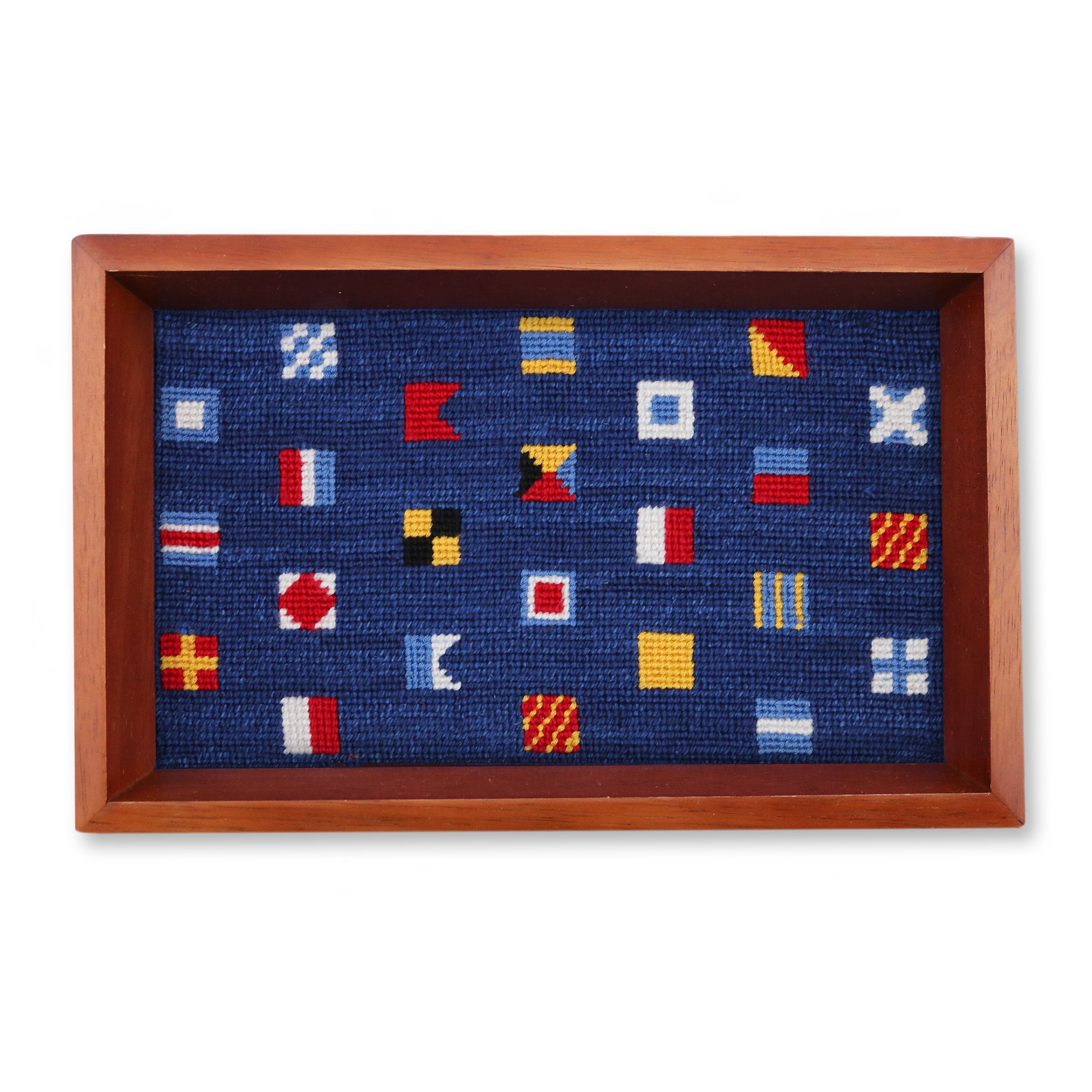 Mixed Signals Valet Tray (Classic Navy) (Chestnut Wood) (Final Sale)