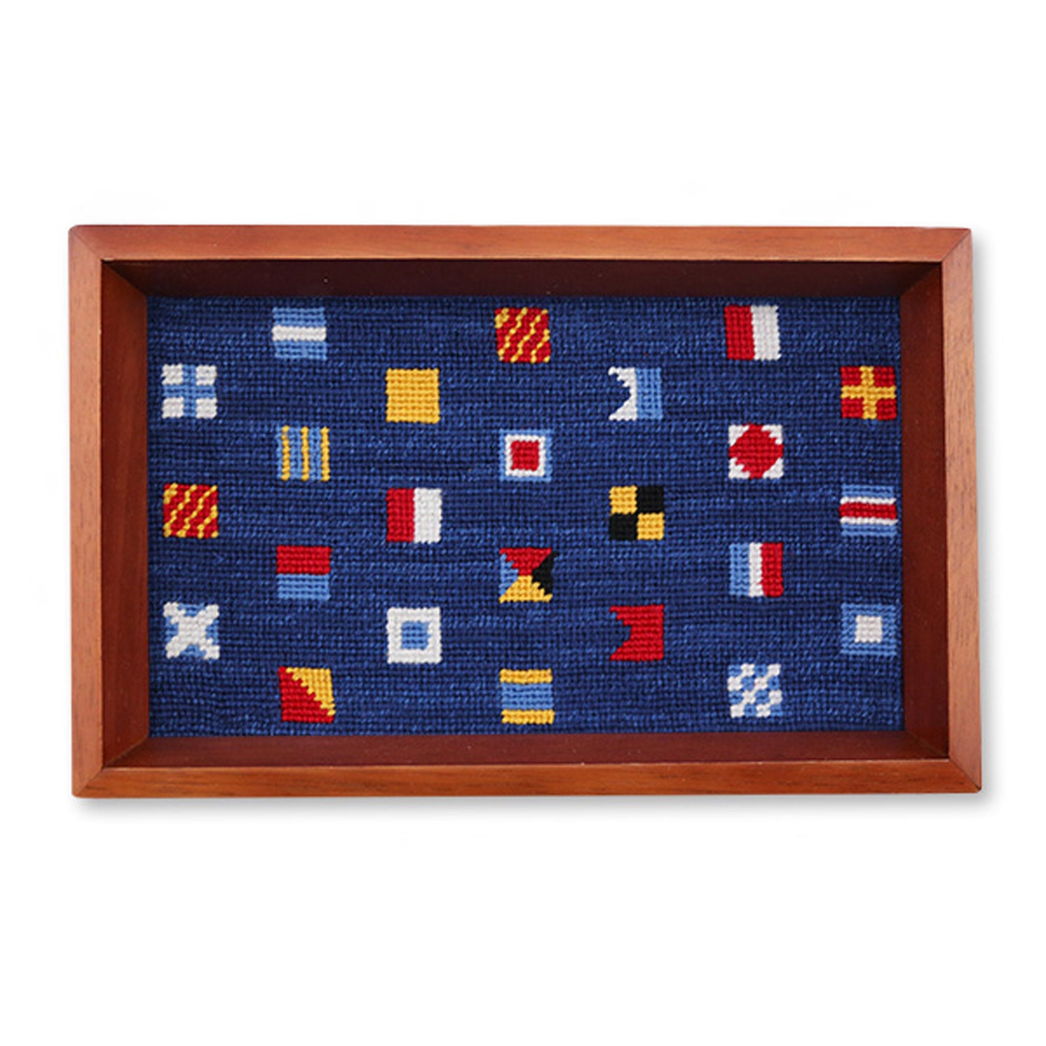 Mixed Signals Valet Tray (Classic Navy) (Chestnut Wood)