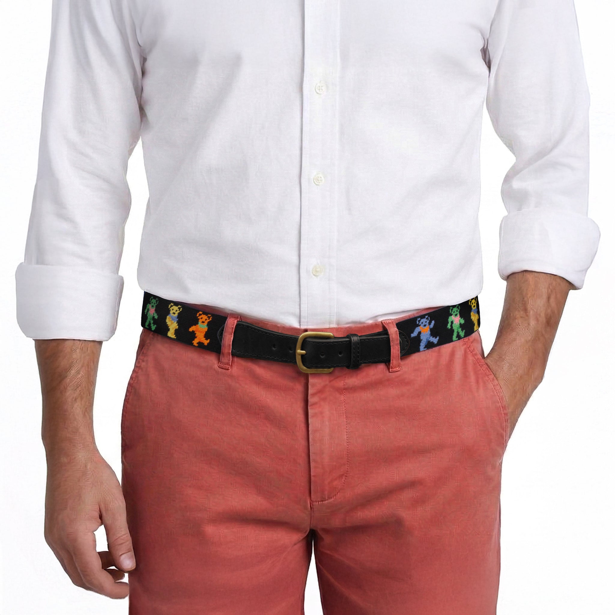 Dancing Bears Belt (Black) (Black Leather)