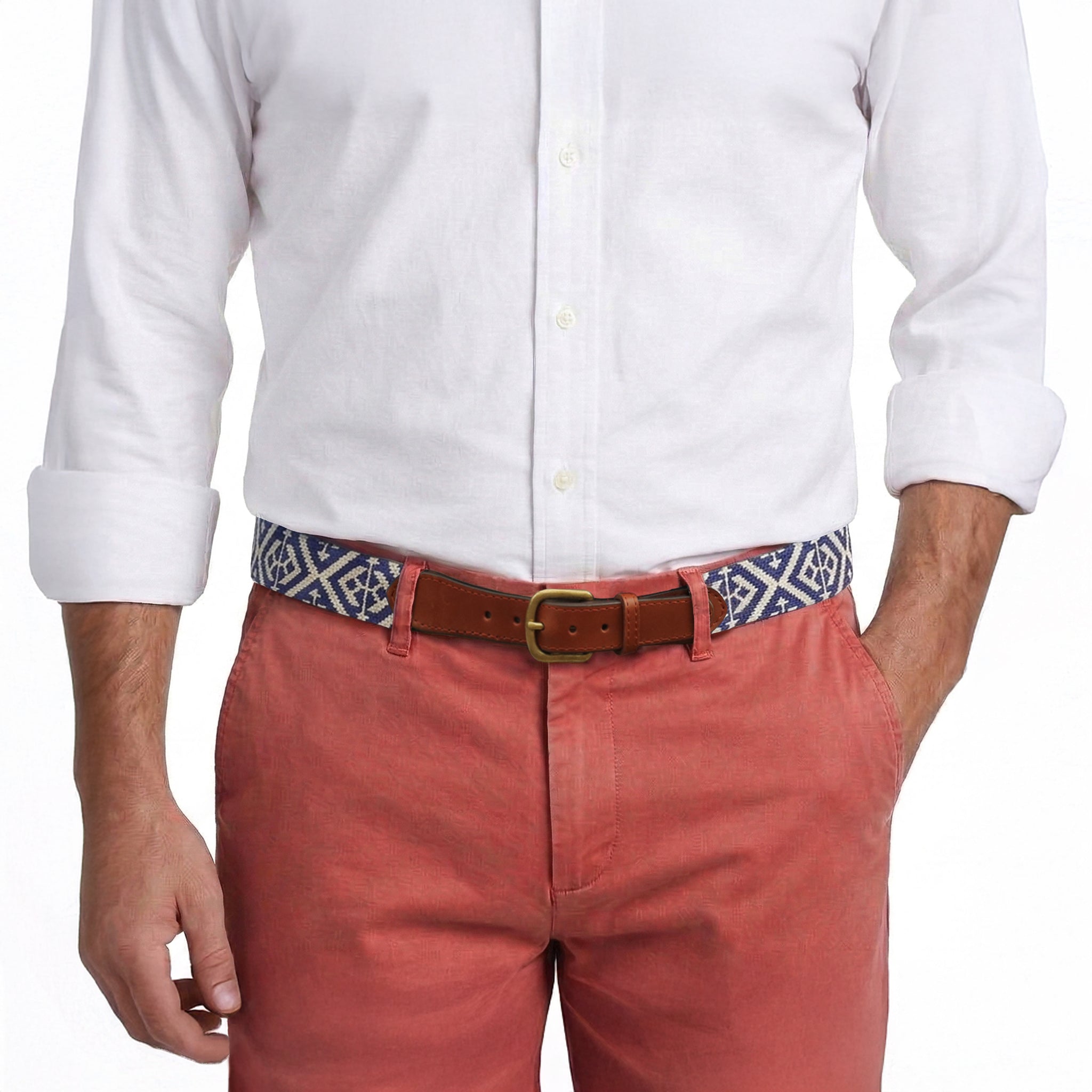 Scarsdale Belt (Classic Navy-Light Khaki)