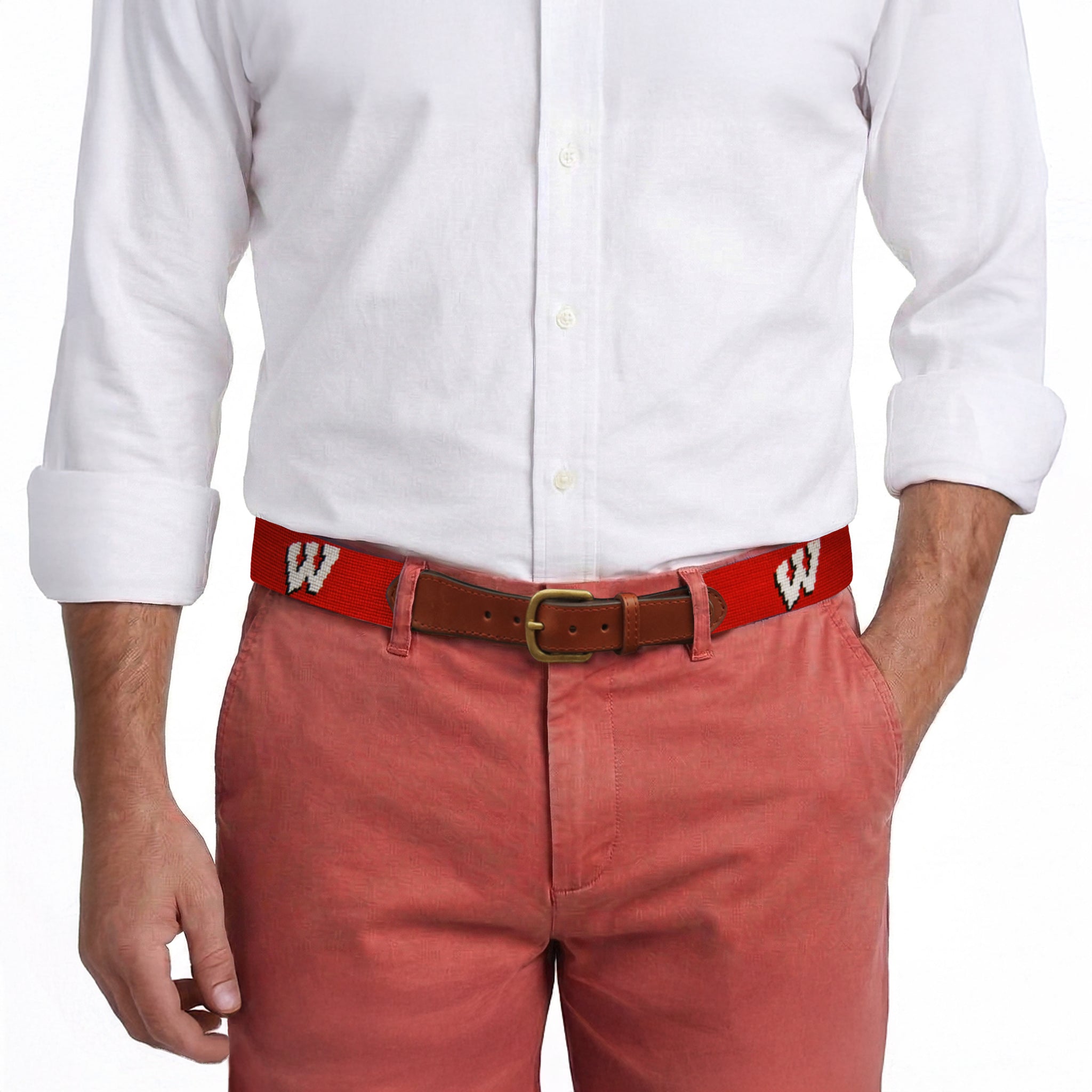 mens red dress belt Mens Red Belt Thick Leather Full Grain 4.0 cm Wide 42" / 105 cm