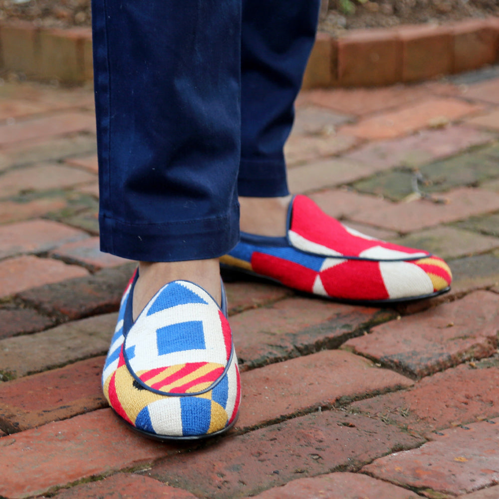 Nautical Flags Pattern Belgian Loafers