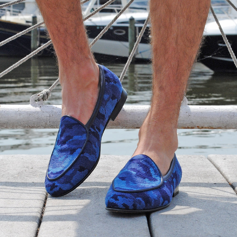 Navy Camo Belgian Loafers