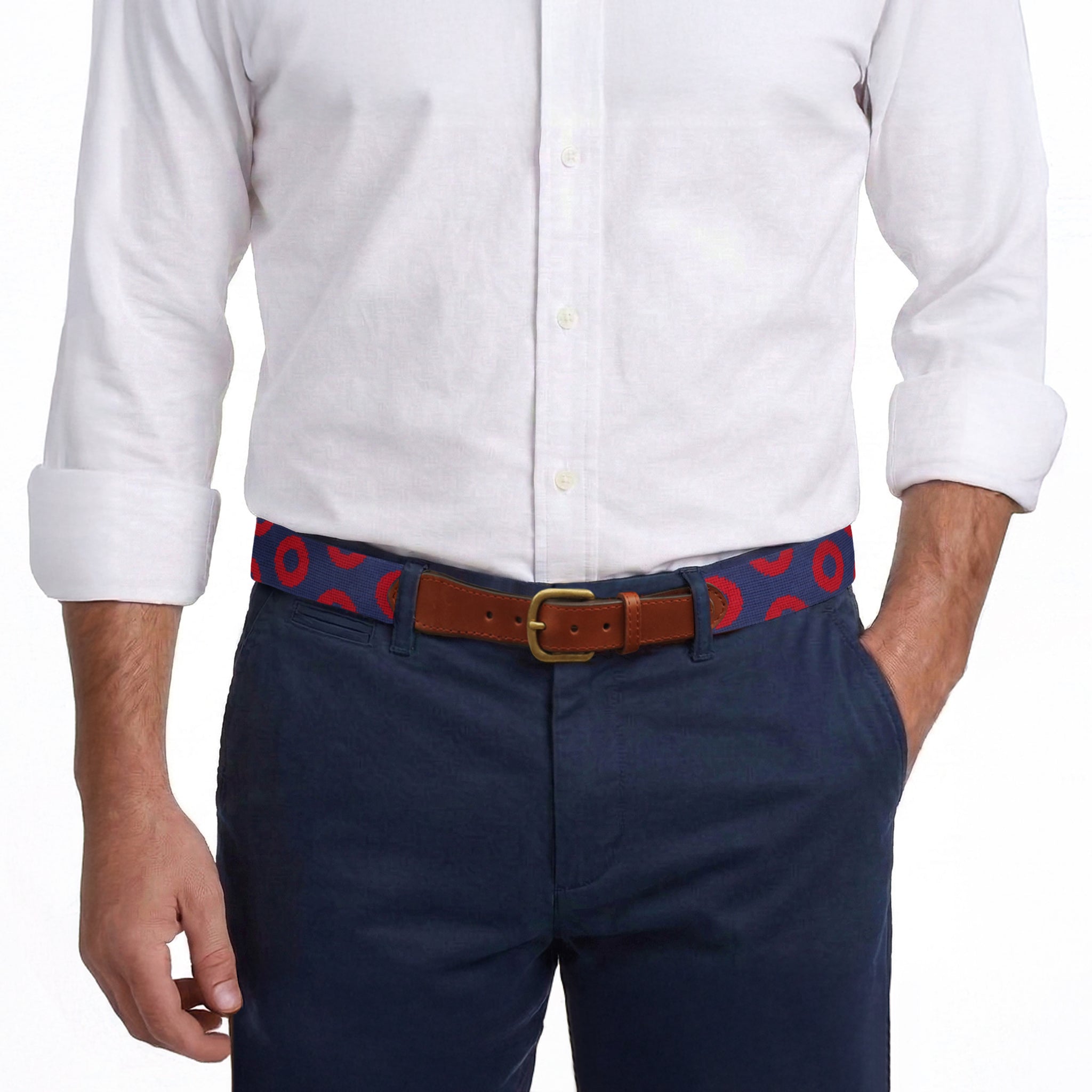 The Donut Pattern Belt (Classic Navy - Red Donuts)