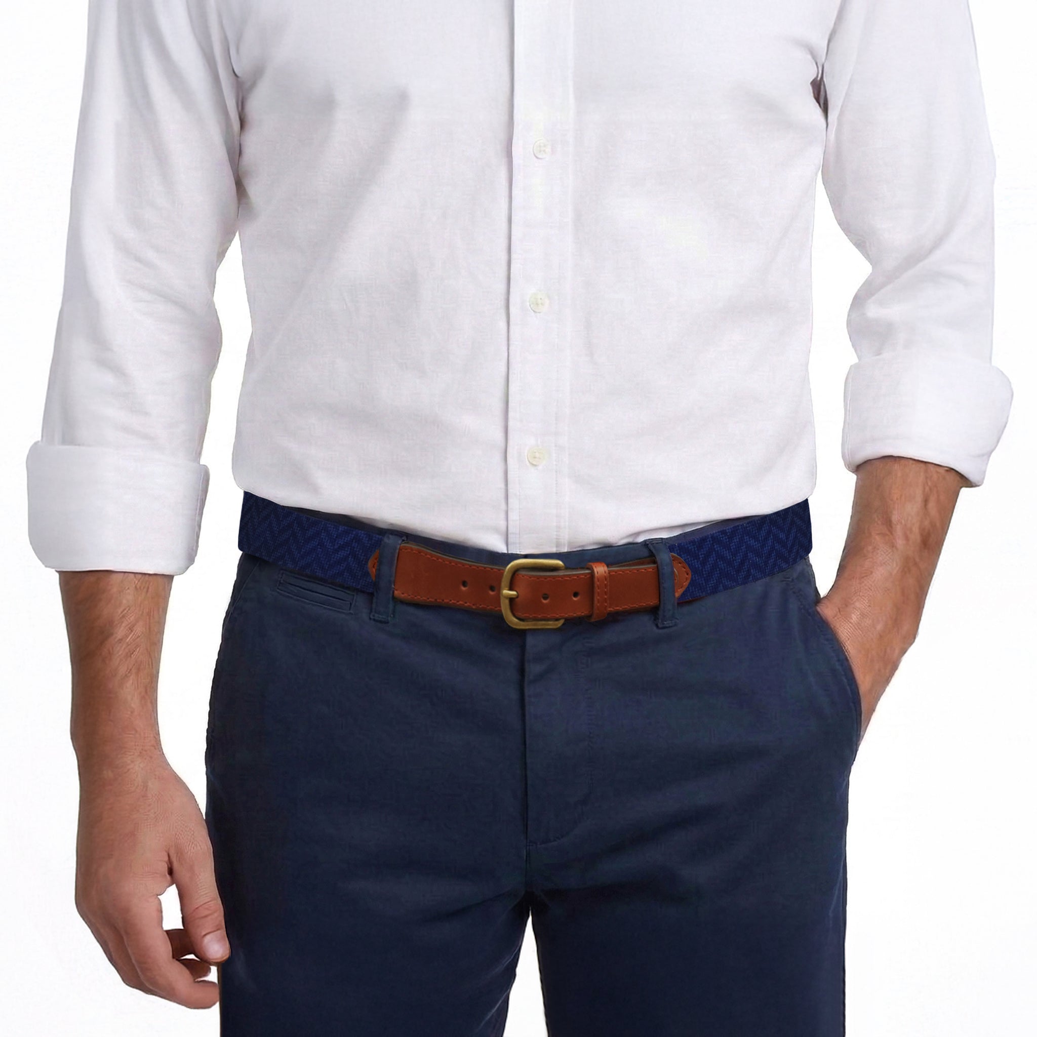 Navy Herringbone Belt – Smathers & Branson