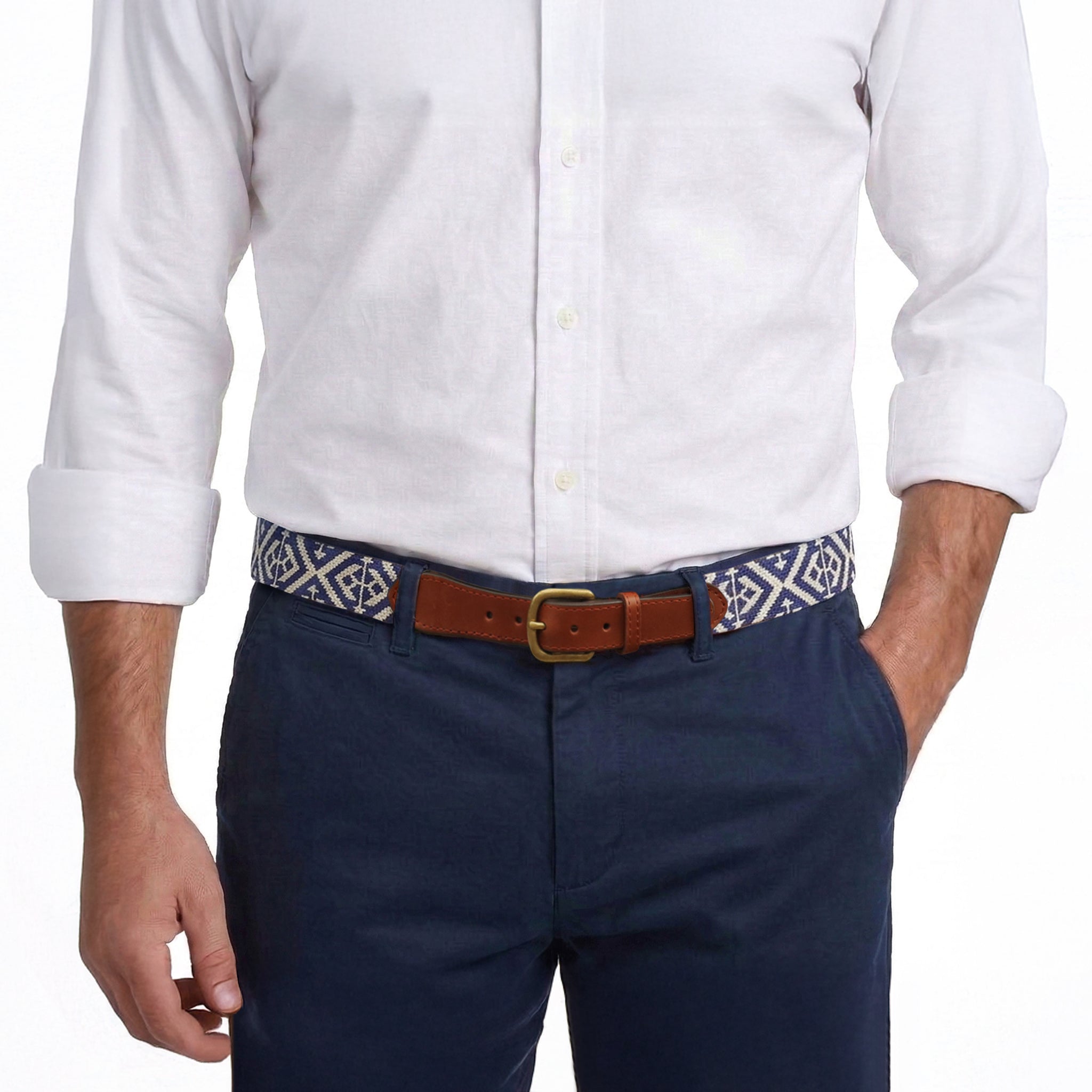 Scarsdale Belt (Classic Navy-Light Khaki)