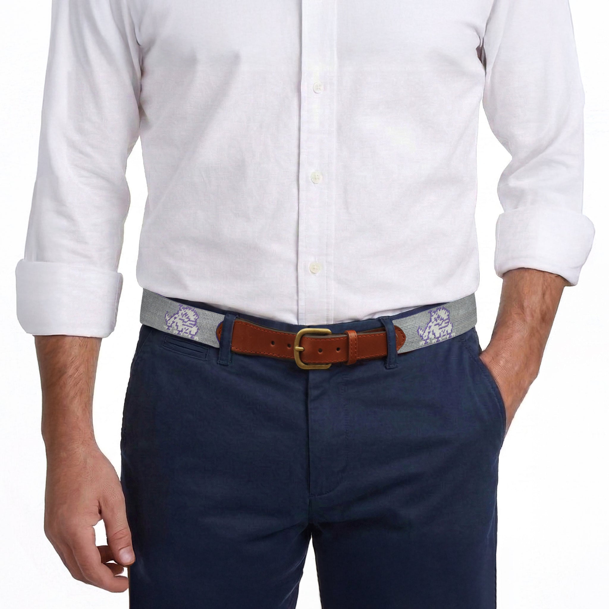 TCU Needlepoint Belt (Grey) – Smathers & Branson