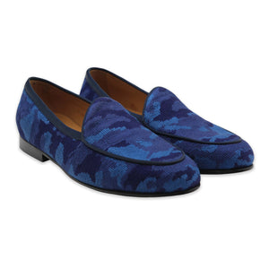 Navy Camo Belgian Loafers