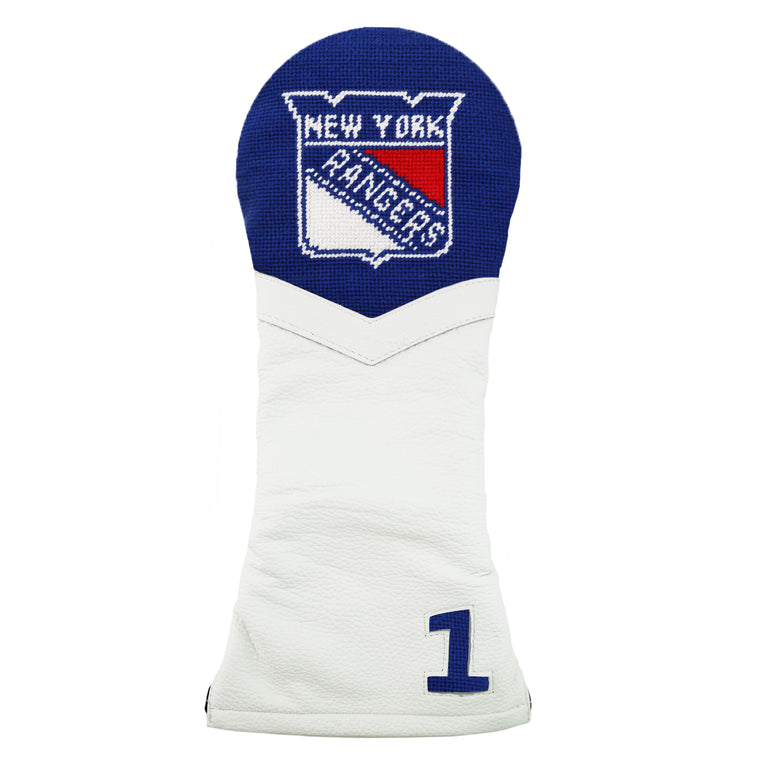 New York Rangers Driver Headcover (Dark Royal) (White Leather)