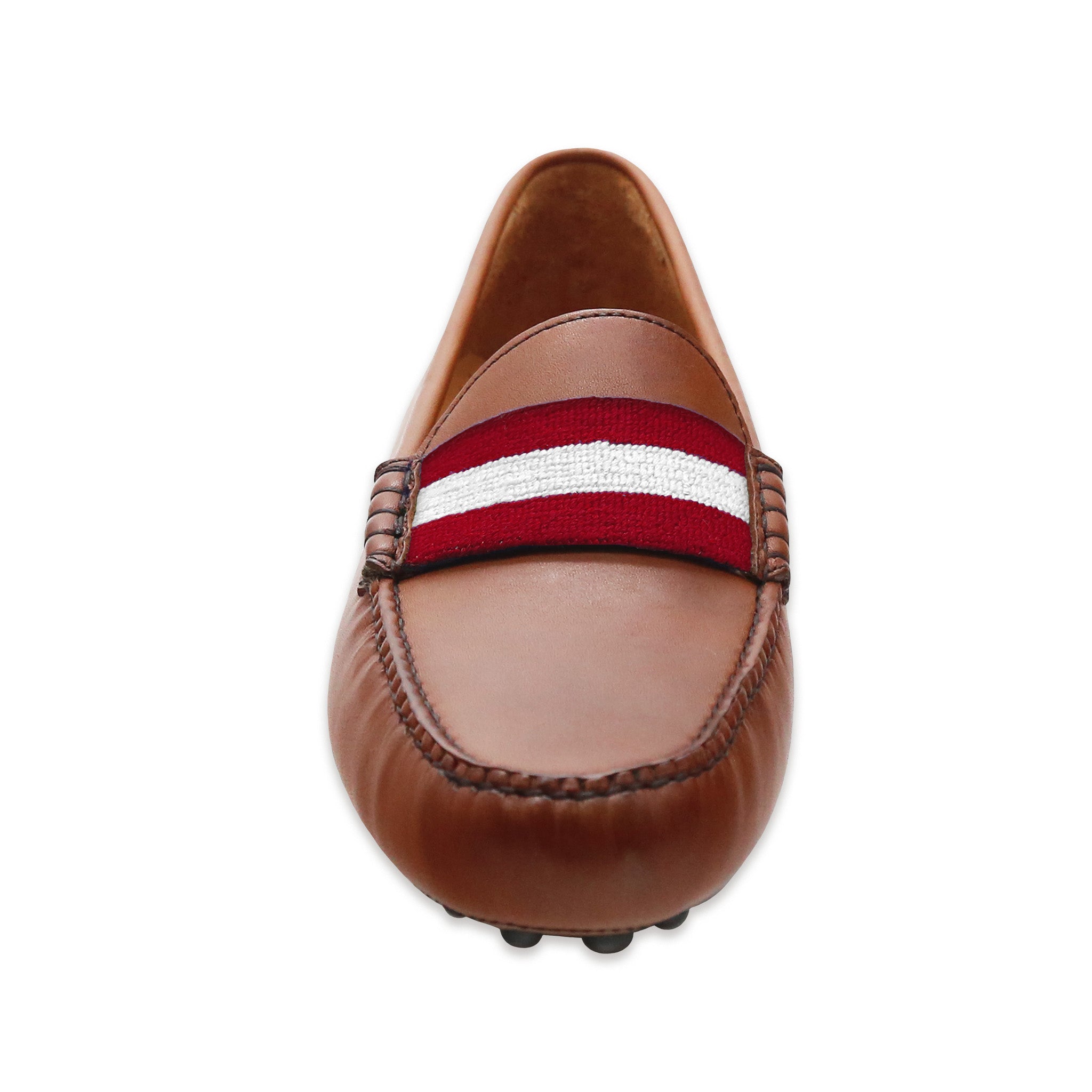 Oklahoma Surcingle Driving Shoes (Garnet-White) (Chestnut Leather - Logo)