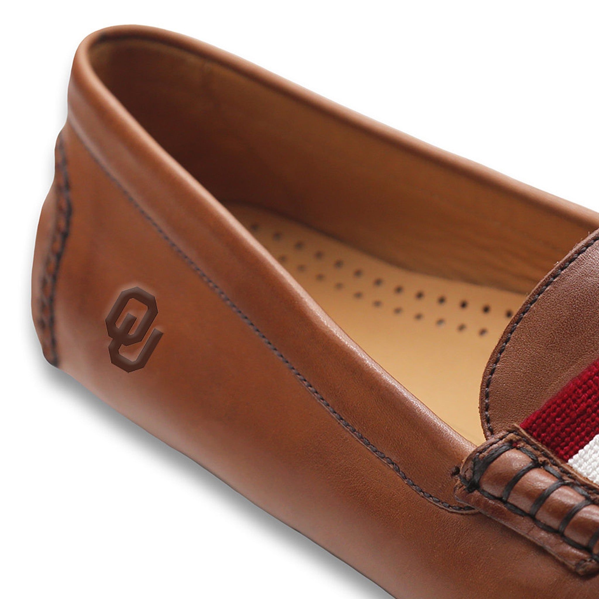 Oklahoma Surcingle Driving Shoes (Garnet-White) (Chestnut Leather - Logo)
