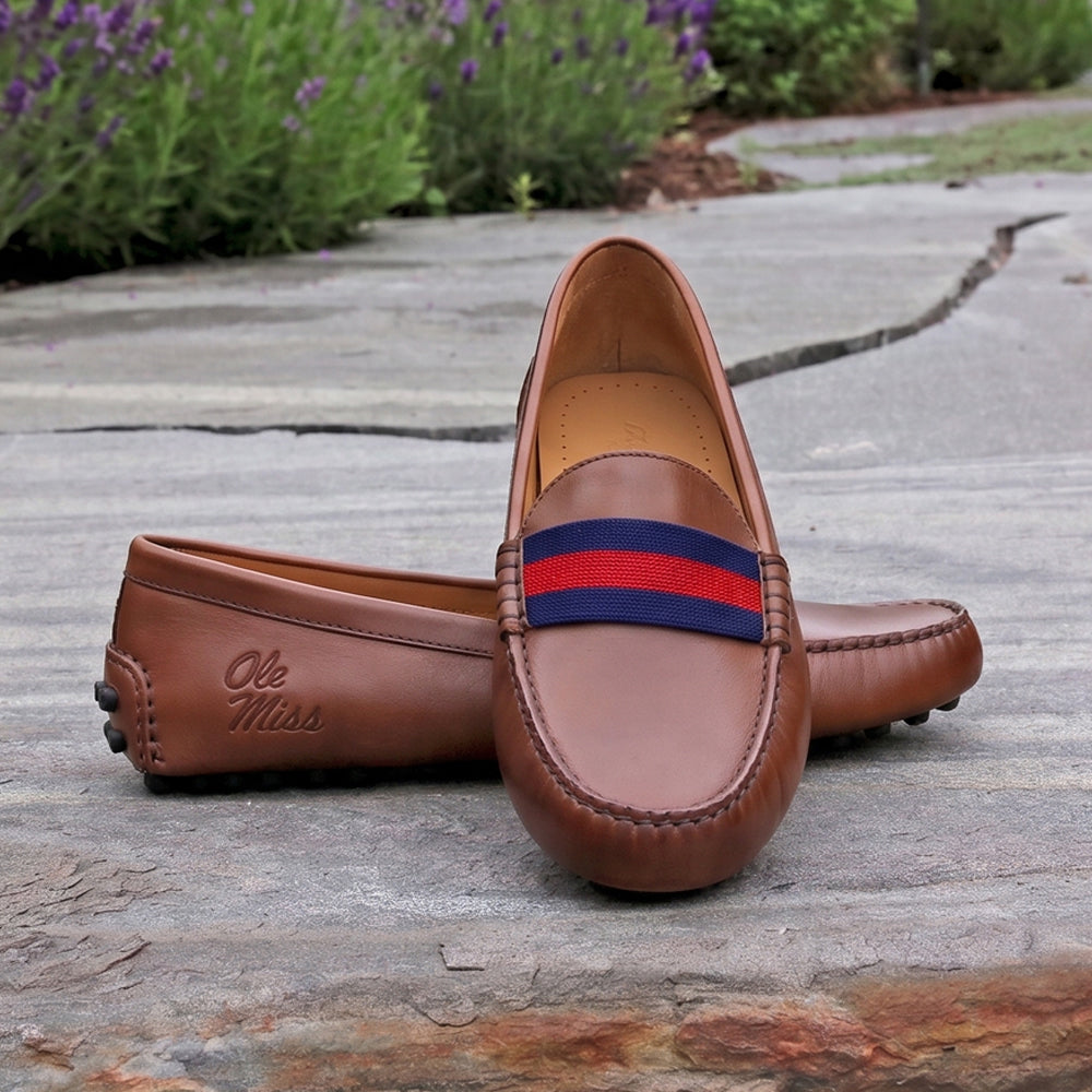 Mississippi Surcingle Driving Shoes (Dark Navy-Red) (Chestnut