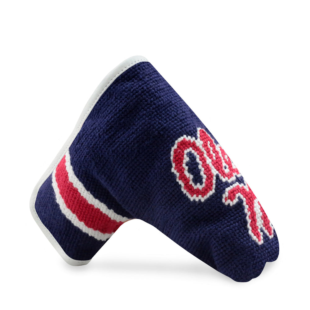 Mississippi Putter Headcover (Dark Navy - White-Red Multi Stripes) (White Leather)