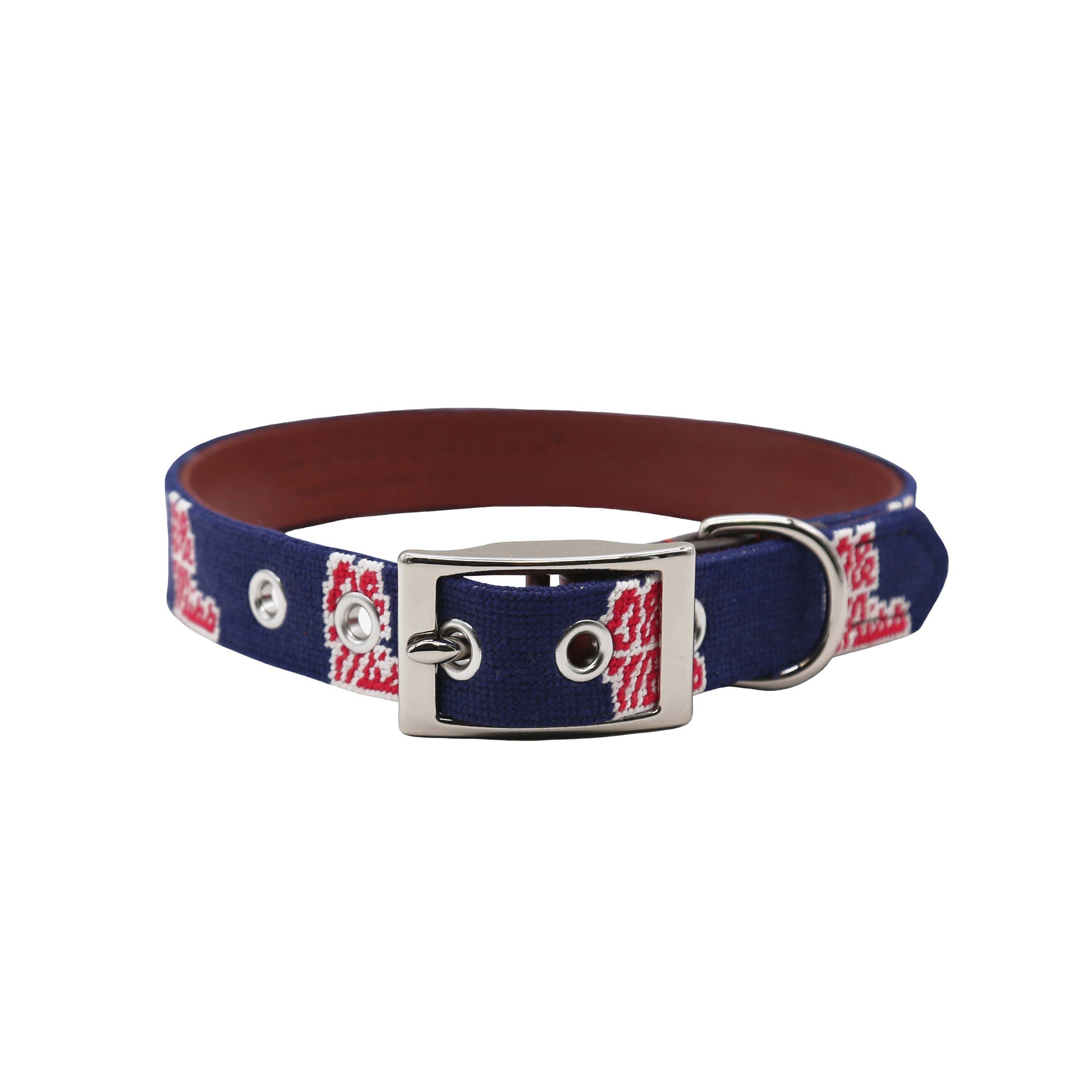Monogrammed Mississippi Dog Collar (Dark Navy)