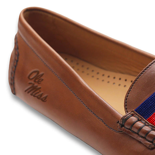 Mississippi Surcingle Driving Shoes (Dark Navy-Red) (Chestnut Leather-Logo)