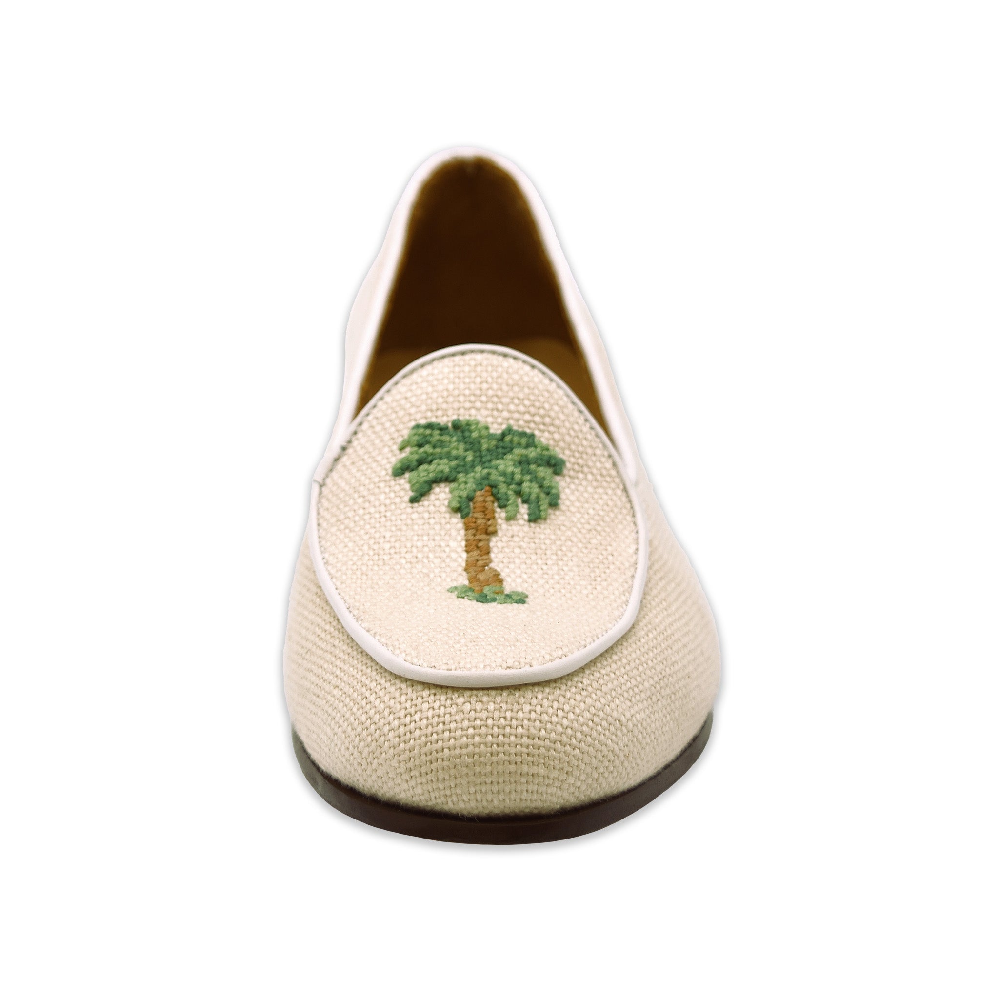Palm Tree Women's Linen Belgian Loafers (Natural Linen)
