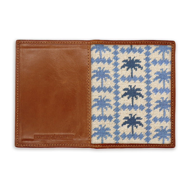 Smathers and Branson Palms Light Khaki-Steel Low Res Blue Passport Case, secondary view