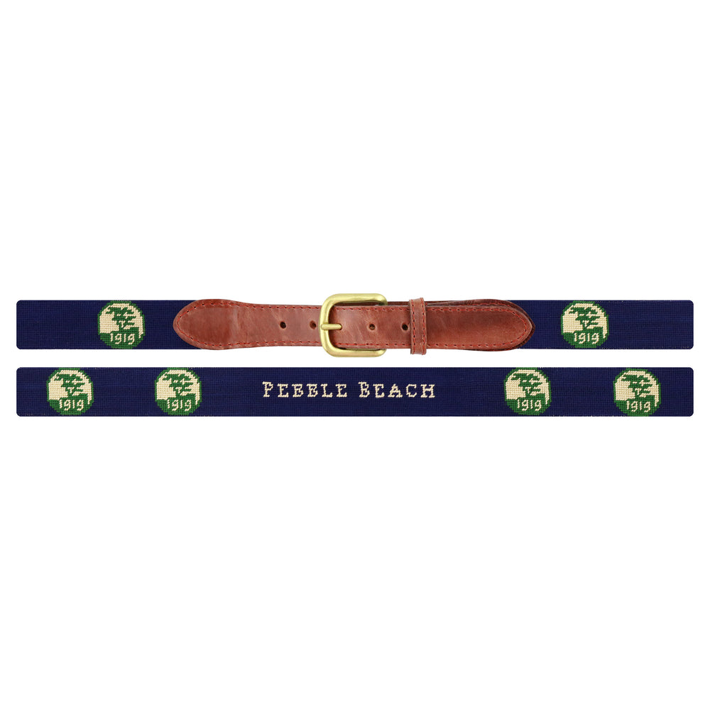 Pebble Beach Logo-Text Centered Belt (Dark Navy)
