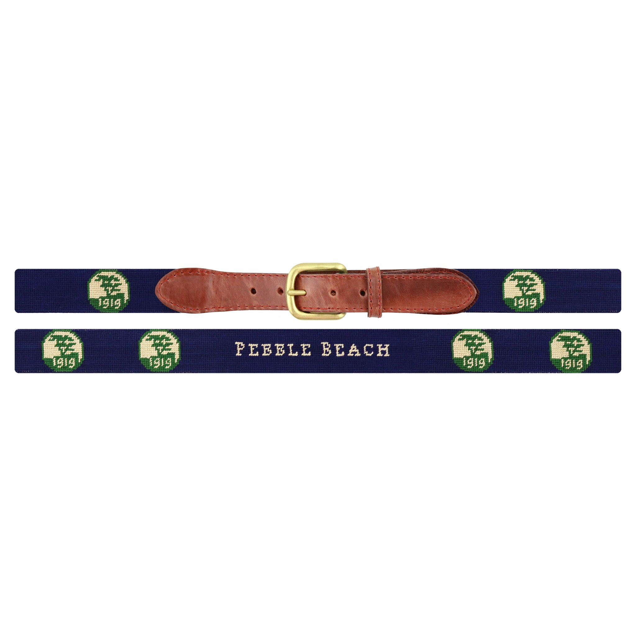 Pebble Beach Logo-Text Centered Belt (Dark Navy)