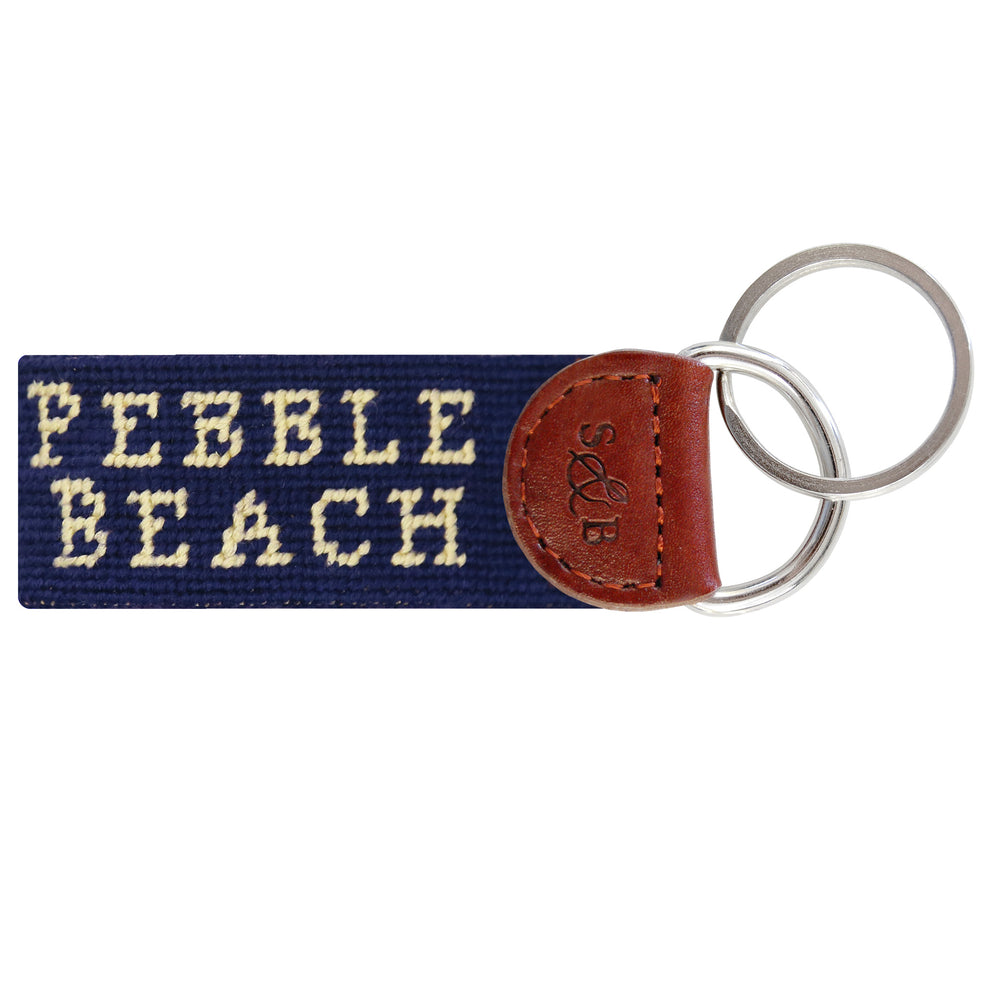 Pebble Beach Logo-Stacked Text Key Fob (Dark Navy)