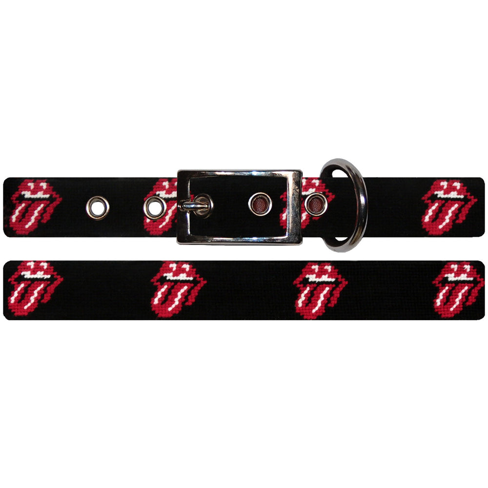 Monogrammed Rolling Stones Dog Collar (Black)