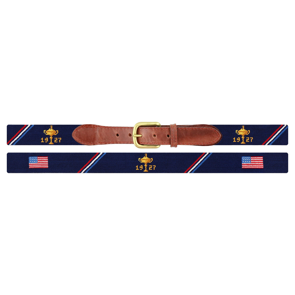 Ryder Cup 1927 Trophy-American Flag Belt (Dark Navy - Triple Stripe)