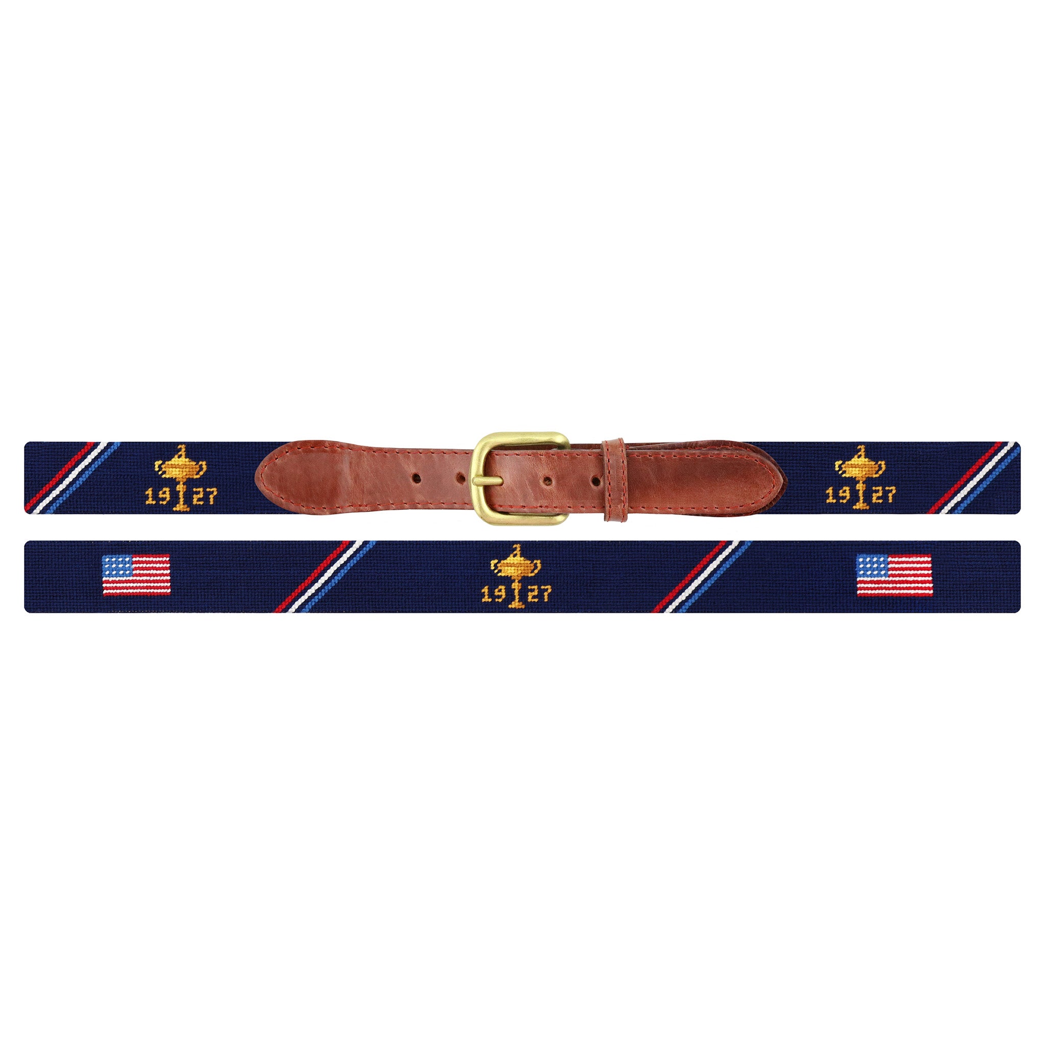 Ryder Cup 1927 Trophy-American Flag Belt (Dark Navy - Triple Stripe)