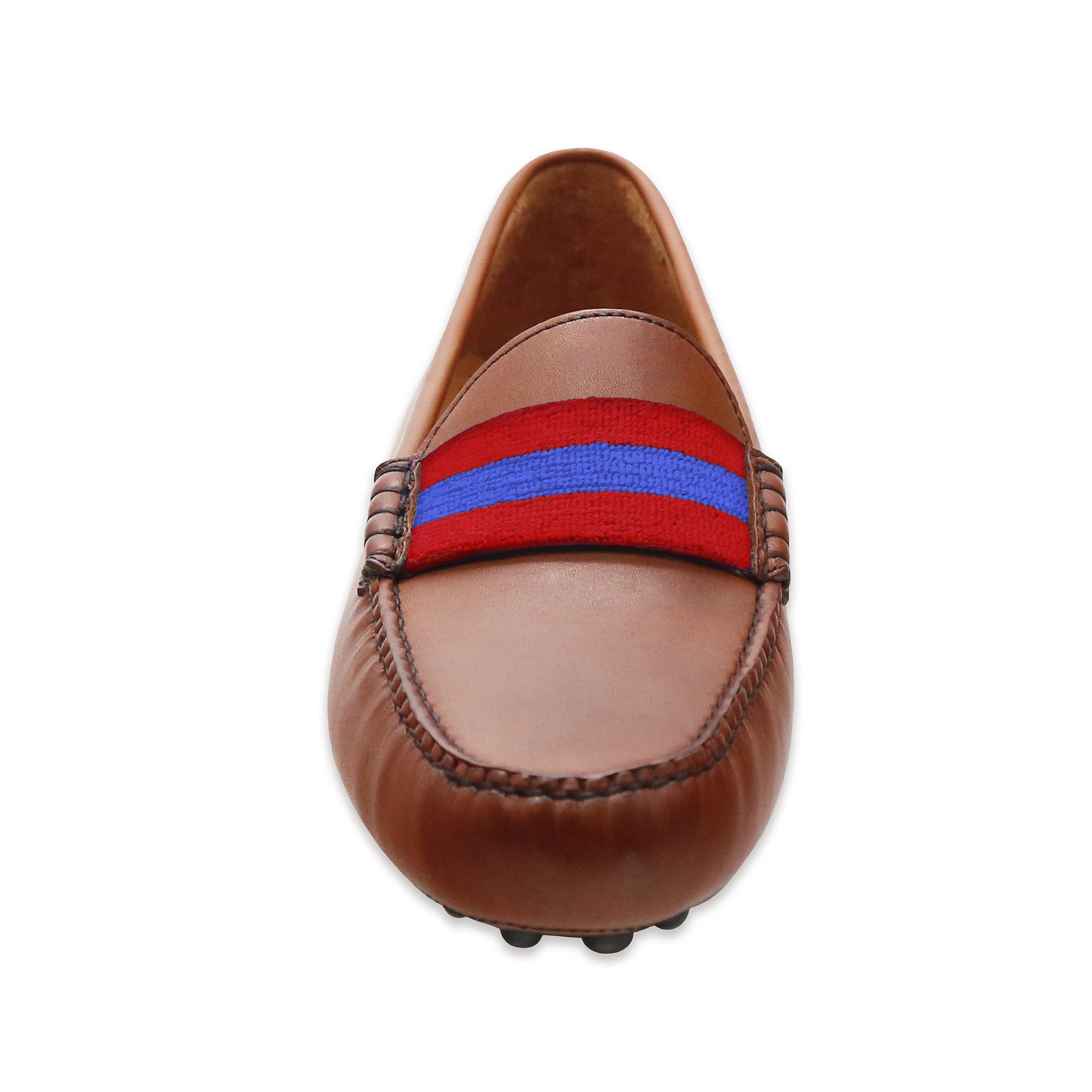 SMU Surcingle Driving Shoes (Red-Royal) (Chestnut Leather-Logo)