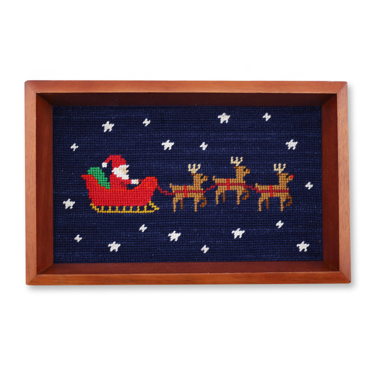 Santa's Sleigh Valet Tray (Dark Navy) (Chestnut Wood)