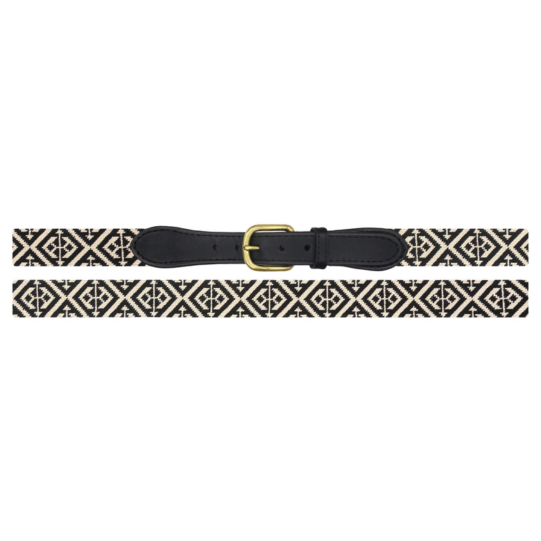 Black belt with a gold buckle on a white background