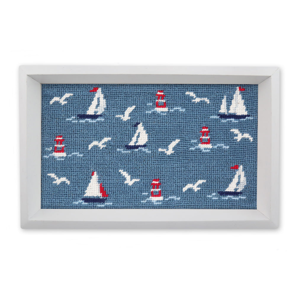 Sea Sailors Valet Tray (Steel Blue) (White Wood)