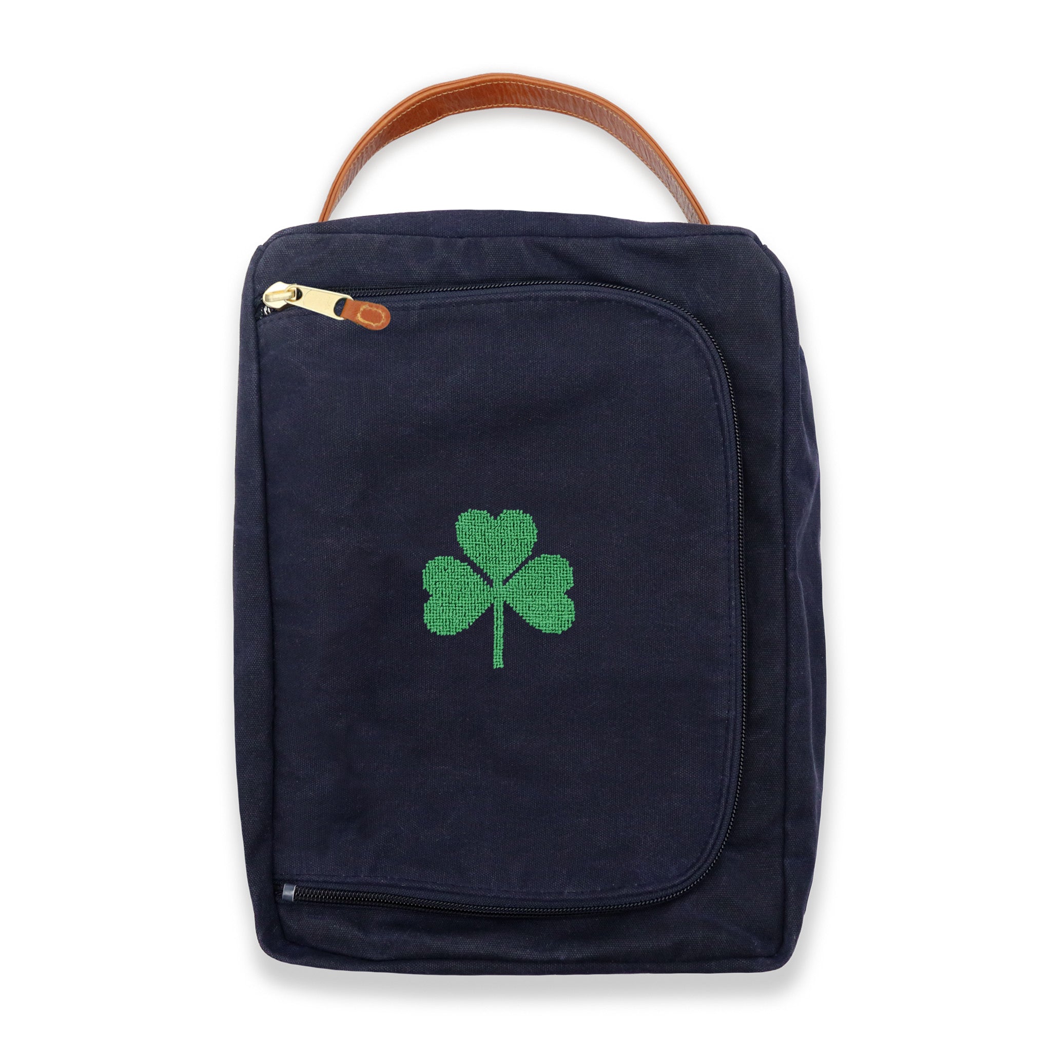 Shamrock Shoe Bag (Navy Waxed Canvas)