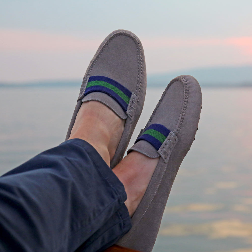 Surcingle Driving Shoes (Dark Navy-Forest) (Smoke Suede)