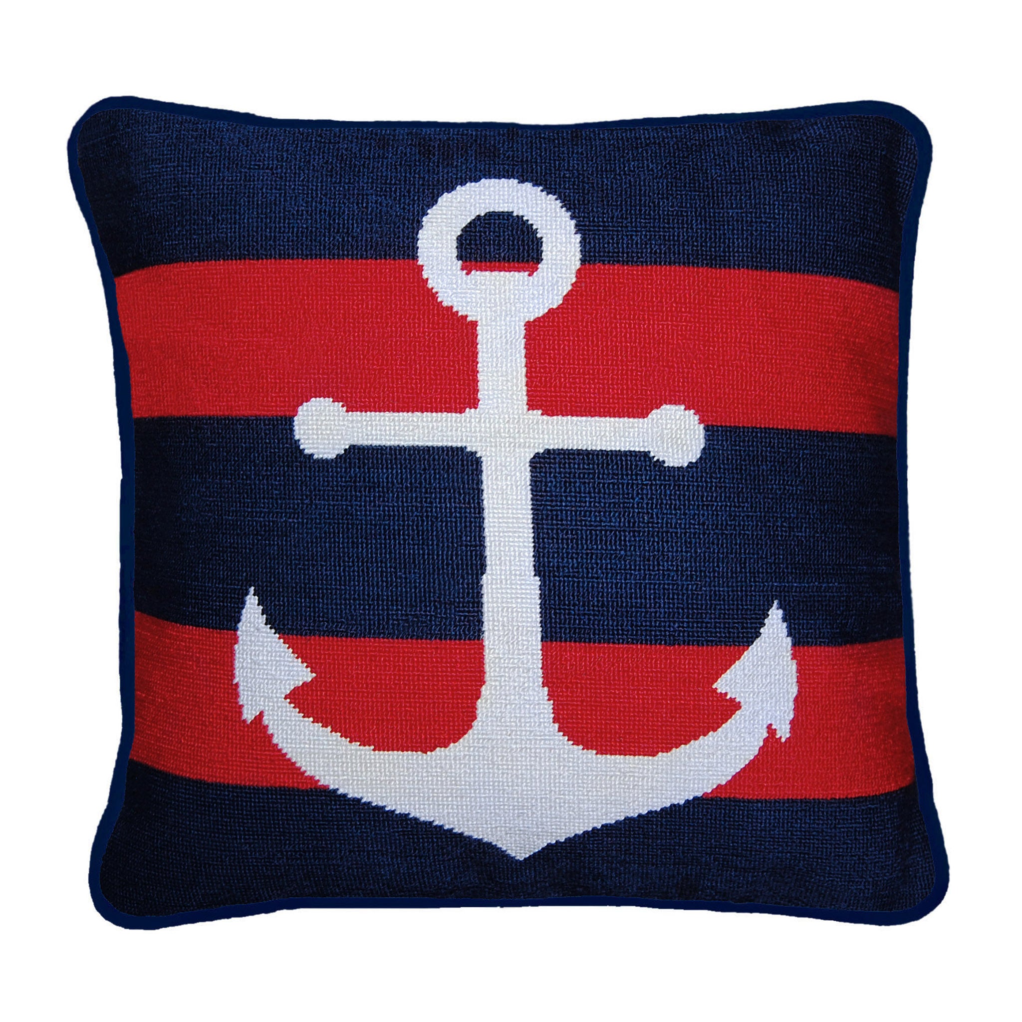 Striped Anchor Pillow 16x16 (Final Sale)