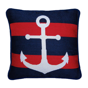 Striped Anchor Pillow 16x16 (Final Sale)