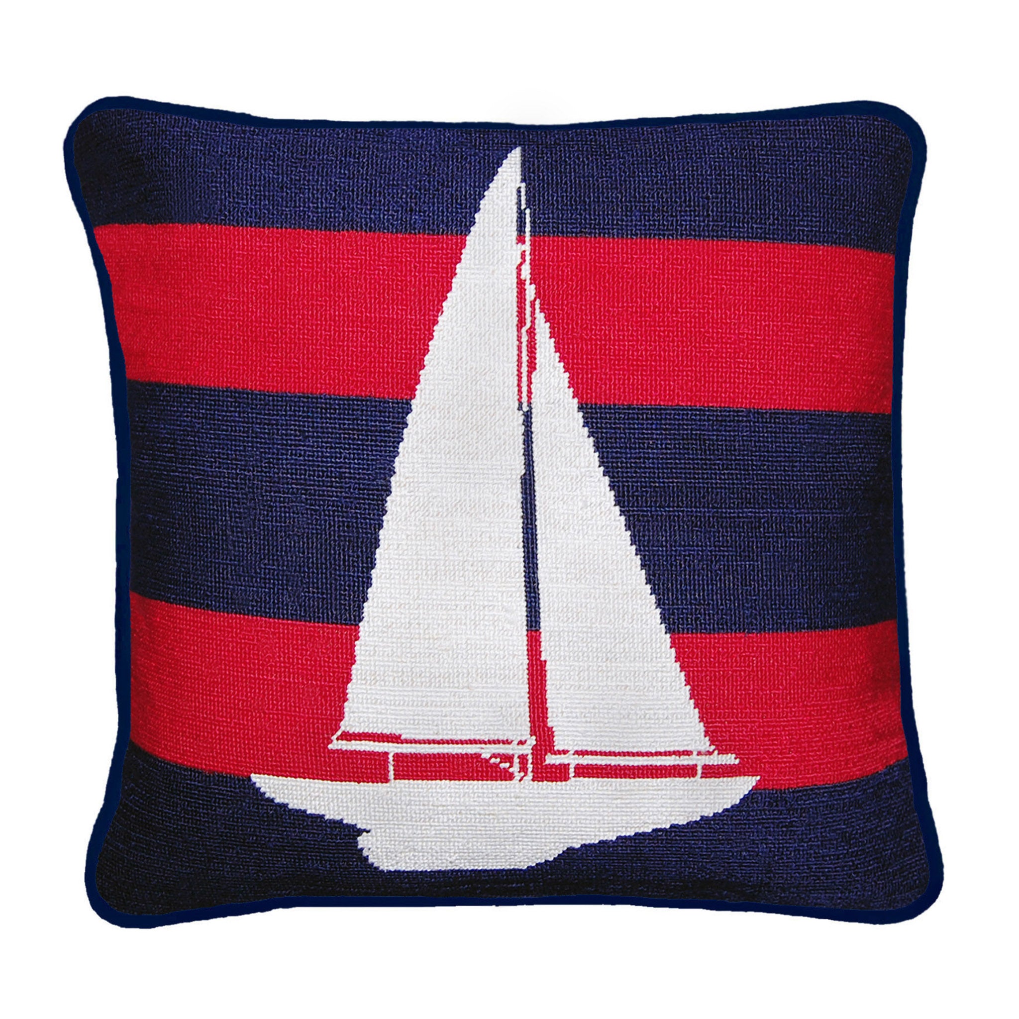 Striped Sailboat Pillow 16x16 (Final Sale)