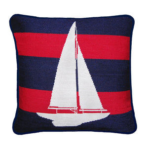 Striped Sailboat Pillow 16x16 (Final Sale)