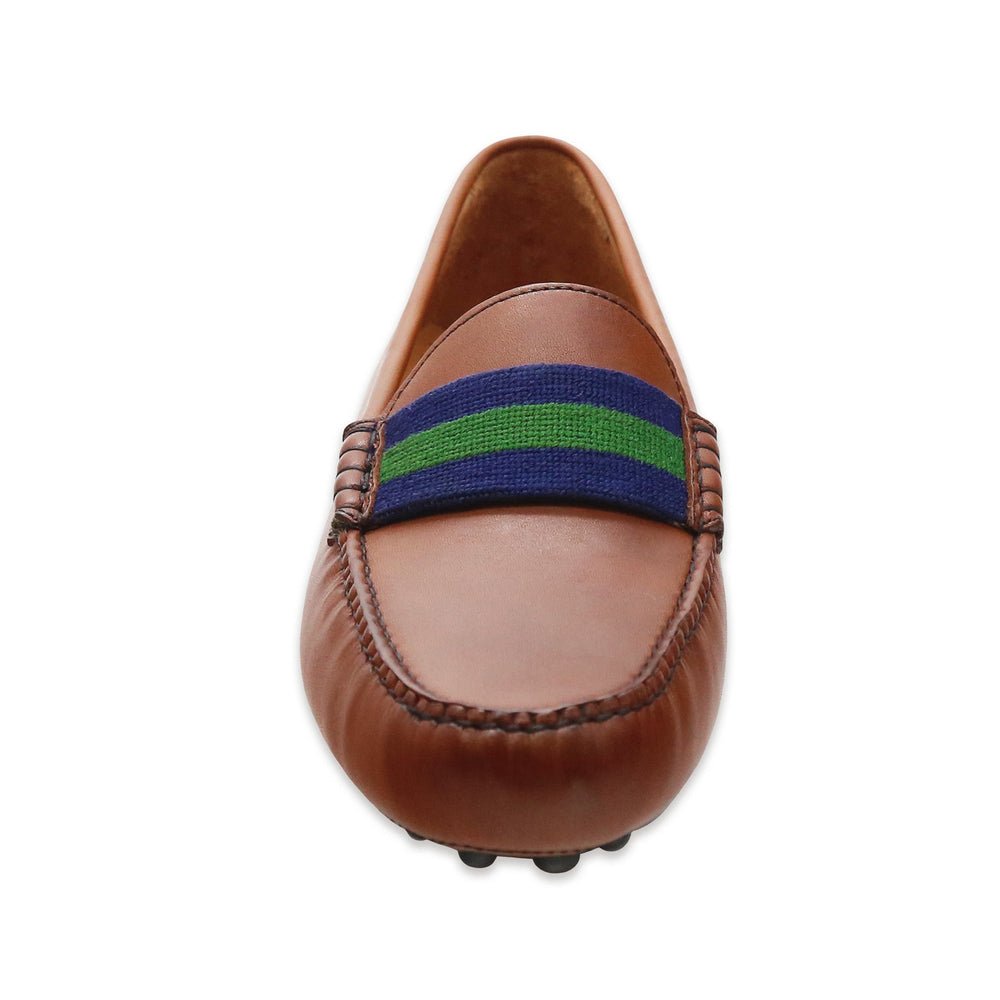 Surcingle Driving Shoes (Dark Navy-Forest) (Chestnut Leather)