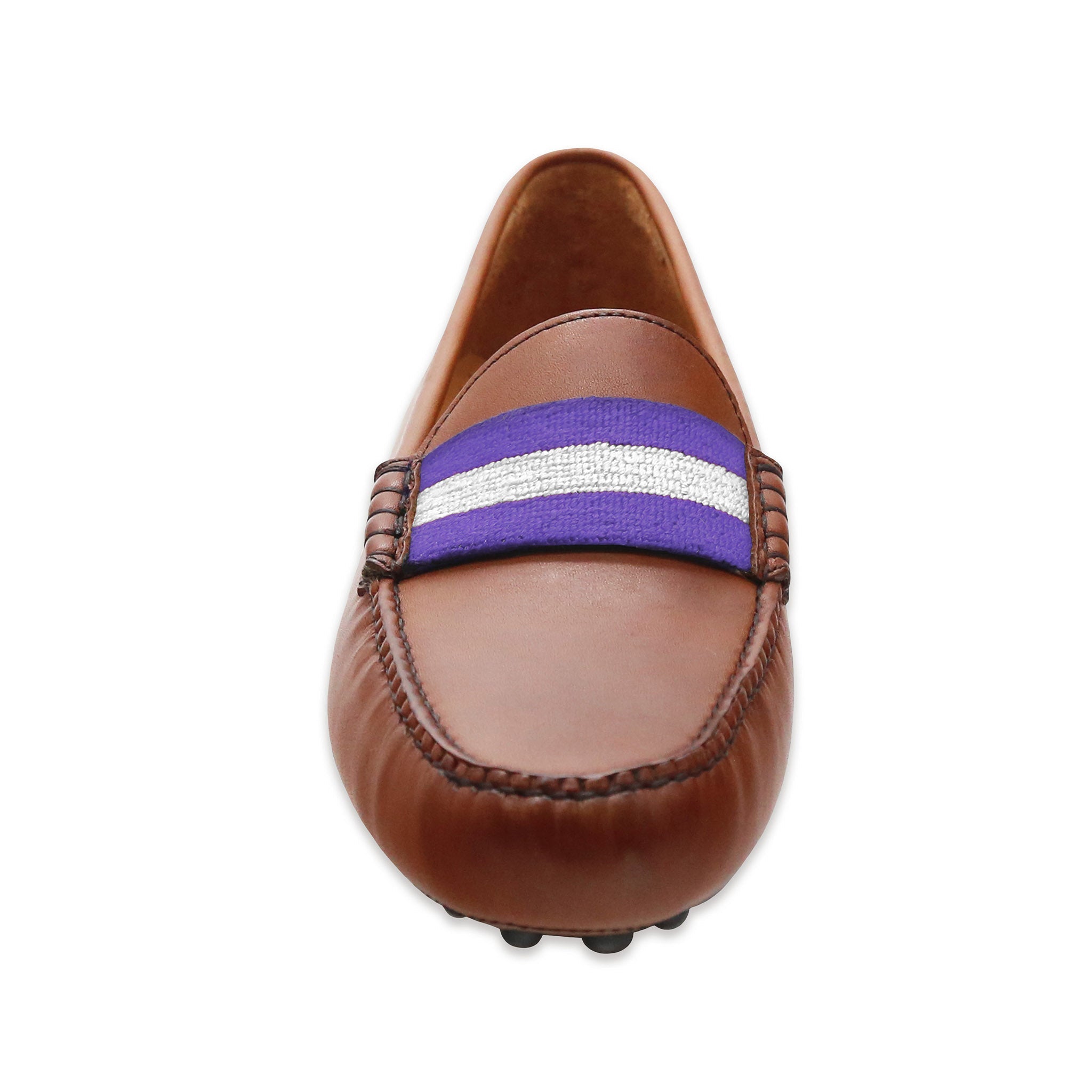 TCU Surcingle Driving Shoes (Purple-White) (Chestnut Leather-Logo)