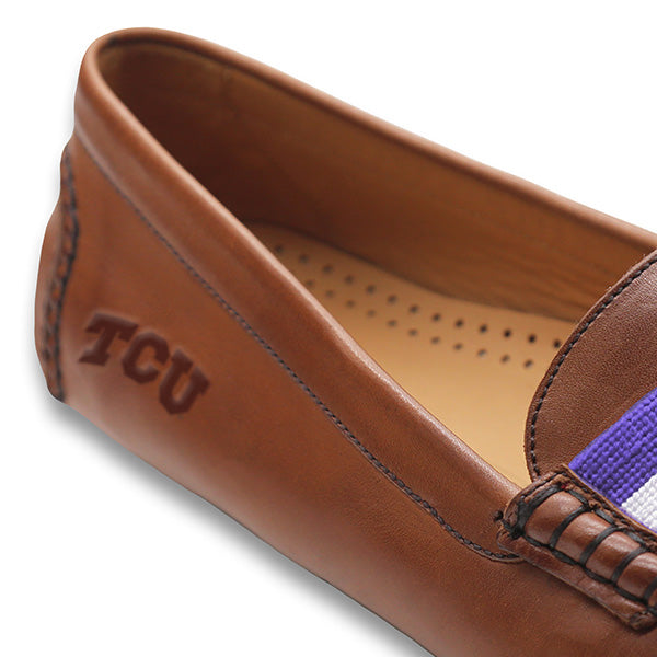 TCU Surcingle Driving Shoes (Purple-White) (Chestnut Leather-Logo