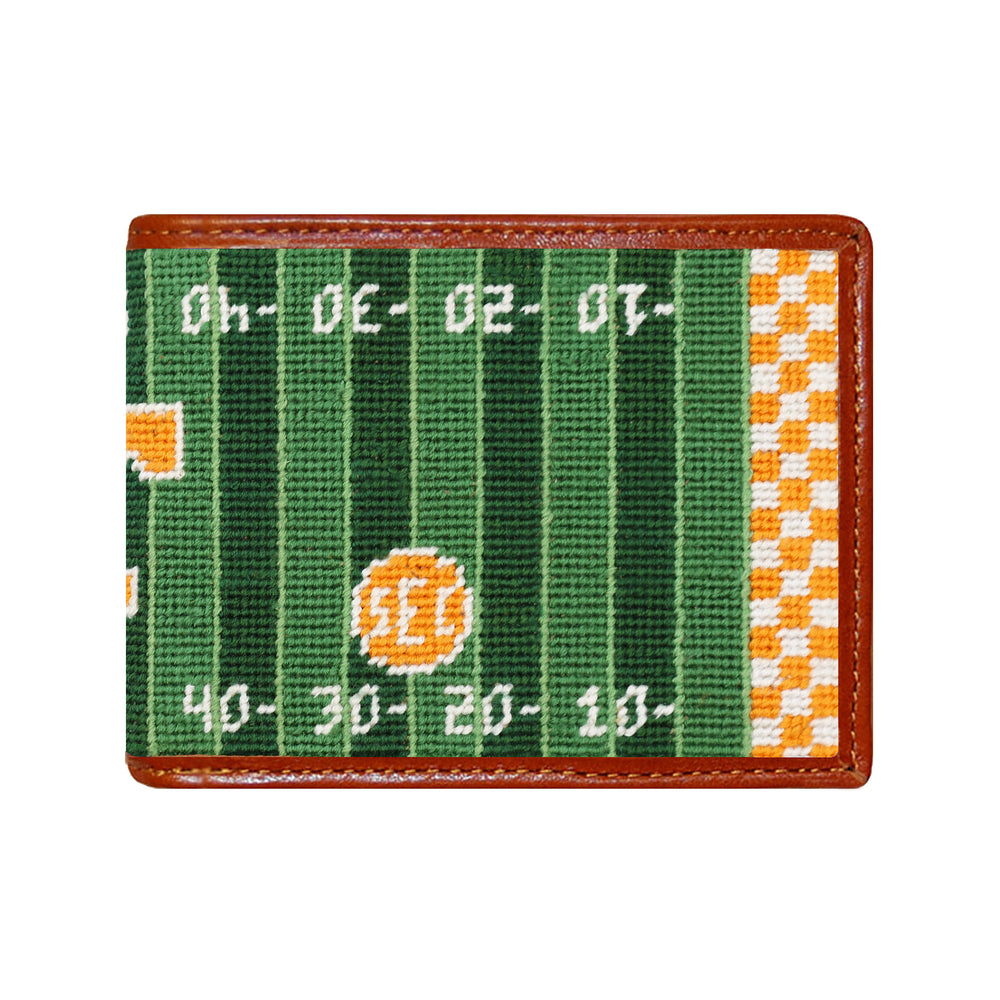 Cardholder with football field design on a white background