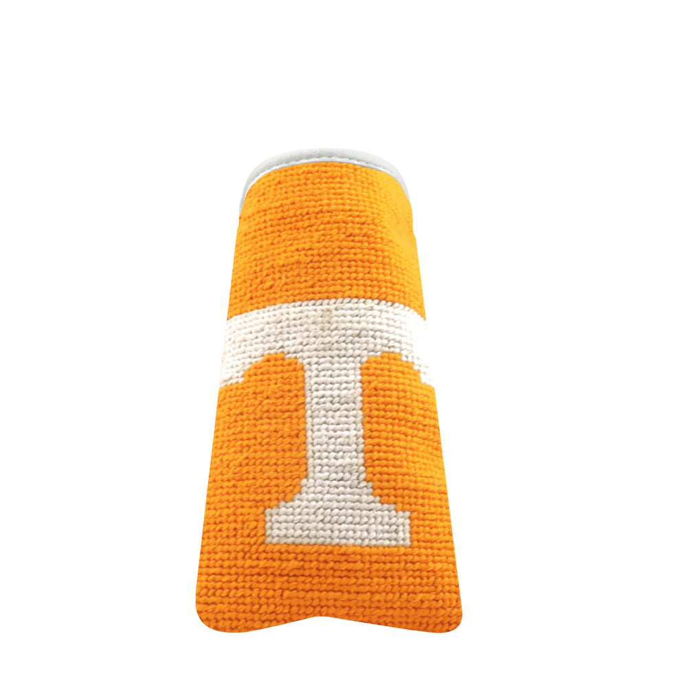 Tennessee Power T Putter Headcover (Orange - White Diagonal Stripes) (White Leather)