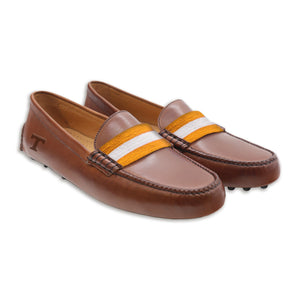 Tennessee Surcingle Driving Shoes (Orange-White) (Chestnut Leather-Logo)