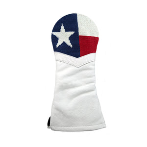 Big Texas Flag Fairway Headcover (White Leather)
