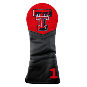 Texas Tech Driver Headcover (Red) (Black Leather)