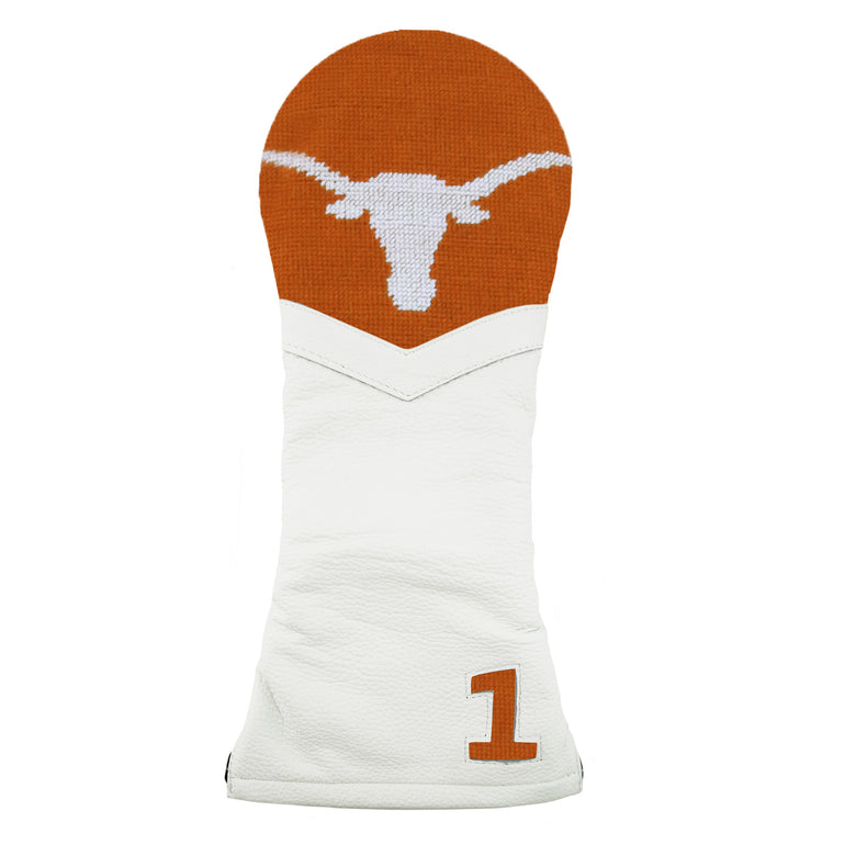 White golf headcover with Texas logo with Burnt orange background