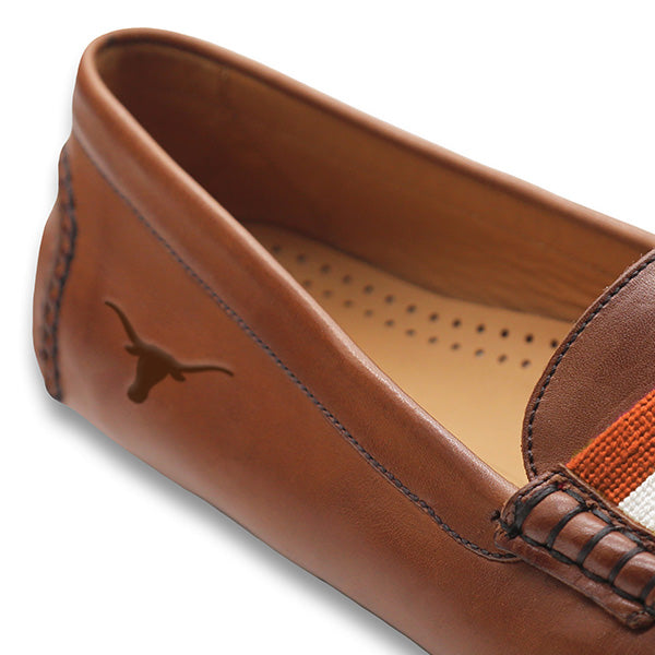 University of Texas Surcingle Driving Shoes (Burnt Orange-White) (Chestnut Leather-Logo)