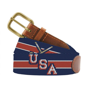 USA Hockey 2026 Belt (Classic Navy - Jersey Stripes)