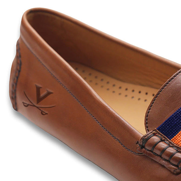 UVA Surcingle Driving Shoes (Dark Navy-Orange) (Chestnut Leather-Logo)